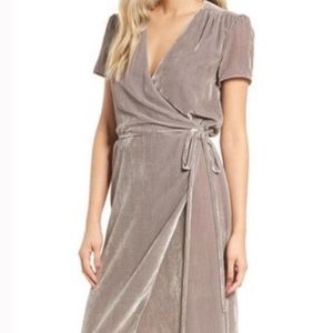 WAYF Next To You Velvet Wrap Dress